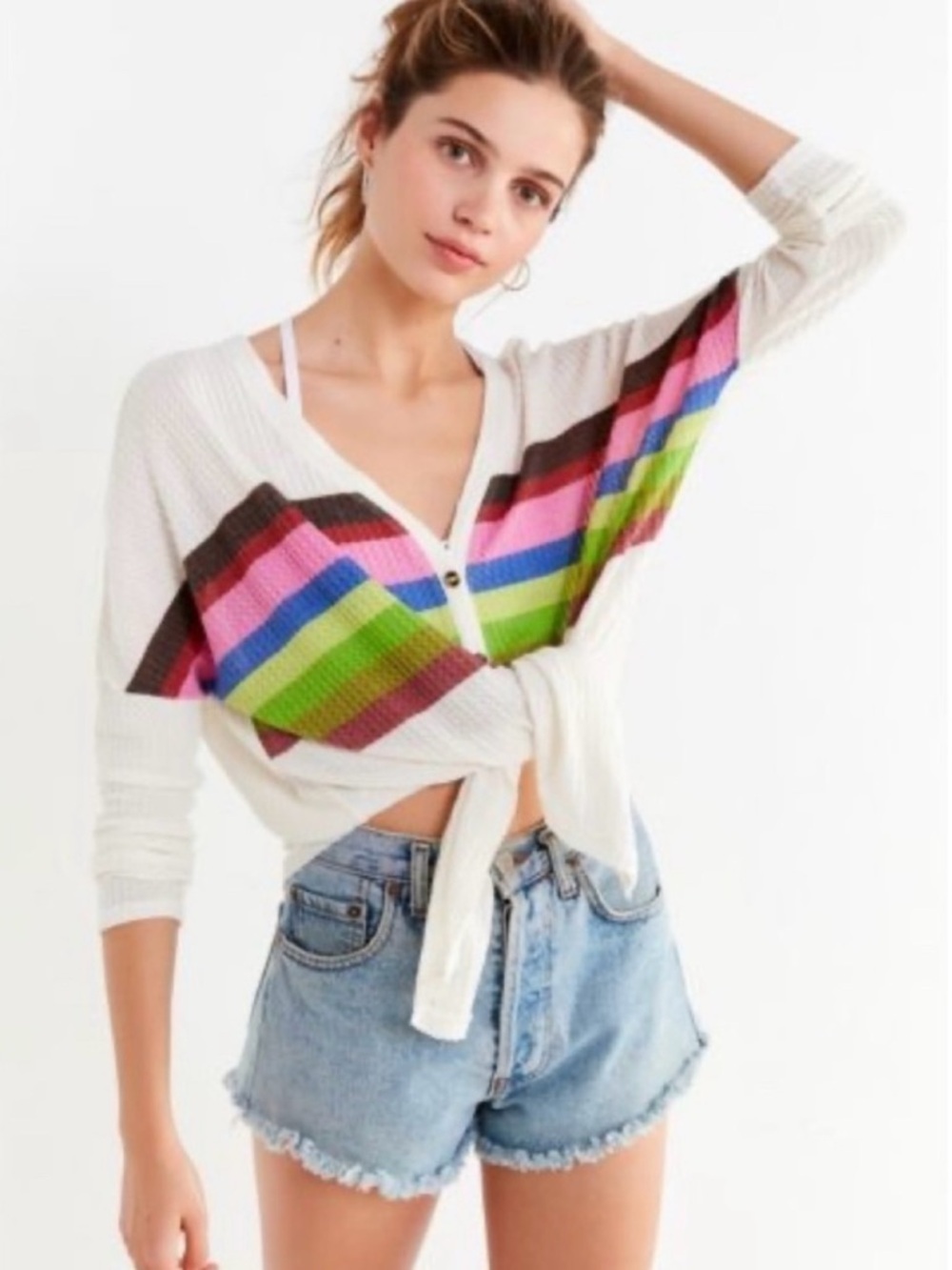 Urban Outfitters Out From Under Cream Waffle Knit thermal top